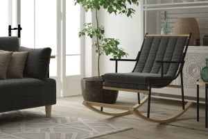 Bal Ahşap-Metal Siyah Ayak Teddy Sallanan Koltuk Tv Sandalyesi