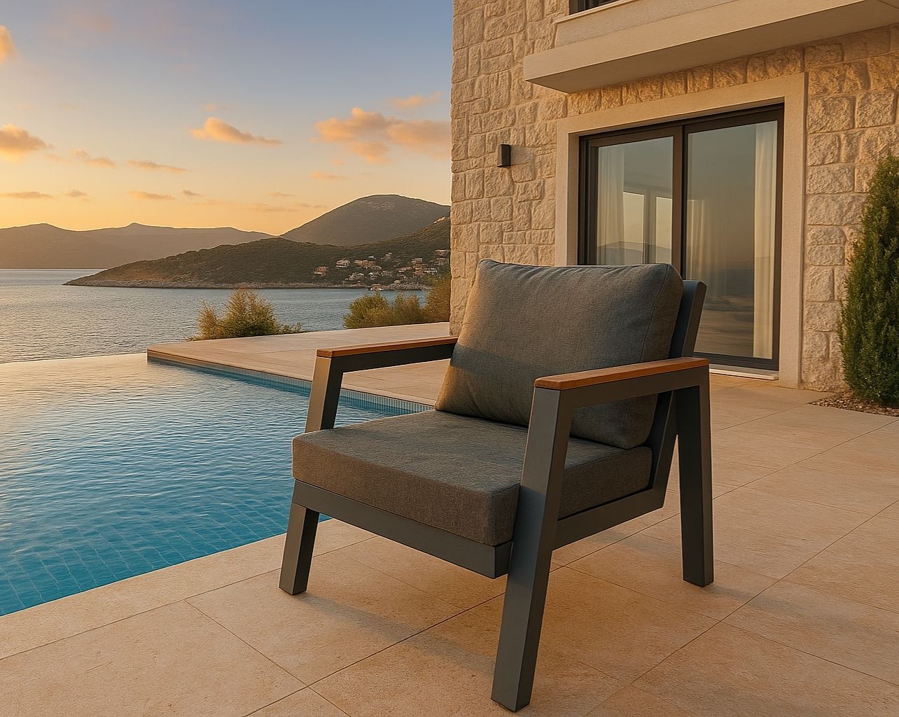 Meryy 2-1-1-Sehpa Alüminyum Bahçe Mobilyaları