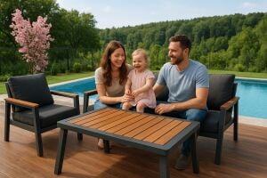 Meryy 2-1-1-Sehpa Alüminyum Bahçe Mobilyaları